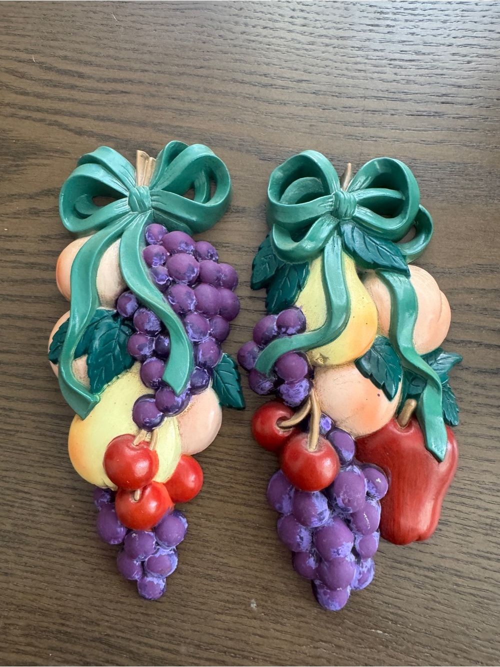 Vintage 1995 Burwood Fruit Swag wall hanging plaques